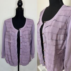 Michael Kors Purple Women's Button Up Cardigan (Large)